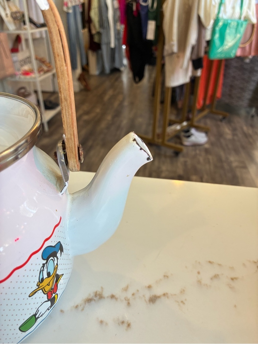 Disney Cartoon-Print Enamel Teapot with Wooden Handle vintage - Picture 2 of 7